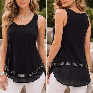 Jennifer Lopez Black Tank Top with Chic Studs